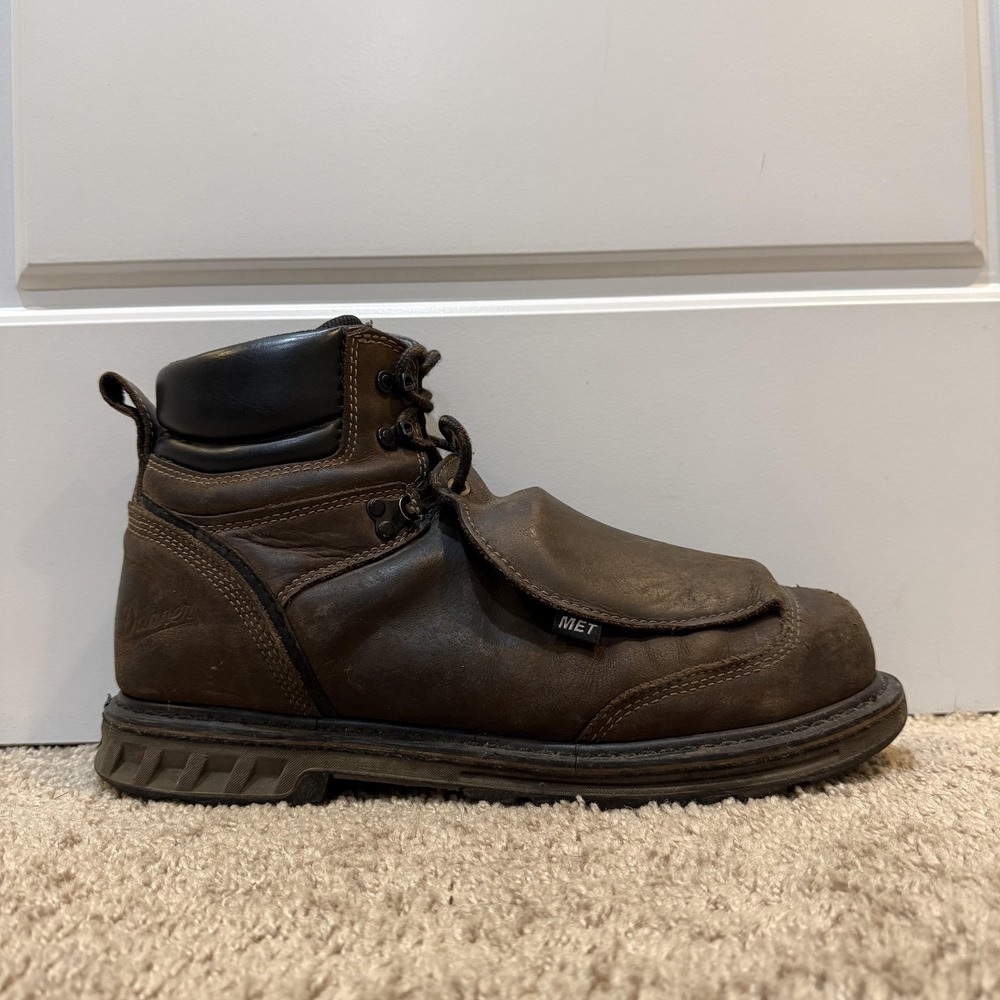 Danner Work Boots Mens Size 9.5 Brown Leather Steel Toe MET Guard DCS Safety